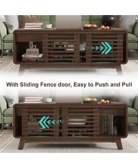 Flynama 47 Inch Mid Century Coffee Table Sliding Top Storage Walnut Finish