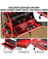Xdovet Power Tool Organizer Wall Mount Drill Rack Holder Charging Station Locking Drawers