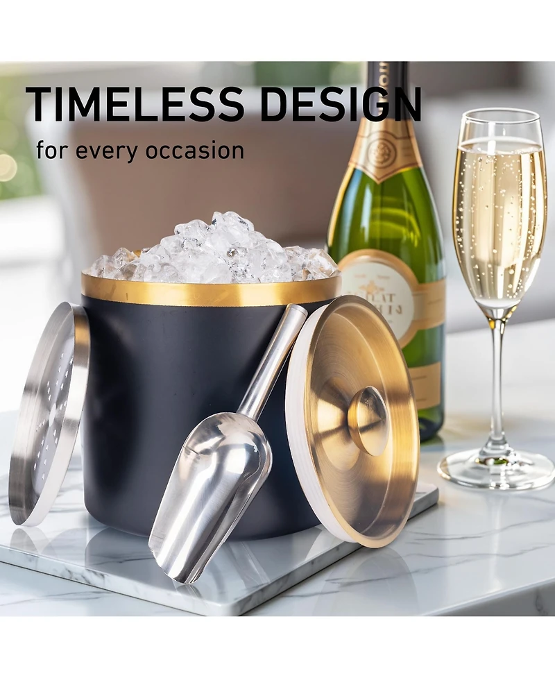 Piscifun Insulated Stainless Steel Ice Bucket With Scoop Sealed Lid For Cocktail Bar Parties