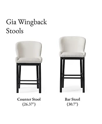 Maven Lane Gia Wingback Upholstered Kitchen Counter Stool with Back