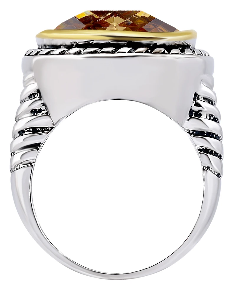 Macy's Cushion Cut Bezel Champagne Cubic Zirconia Oxidized Twist Statement Ring