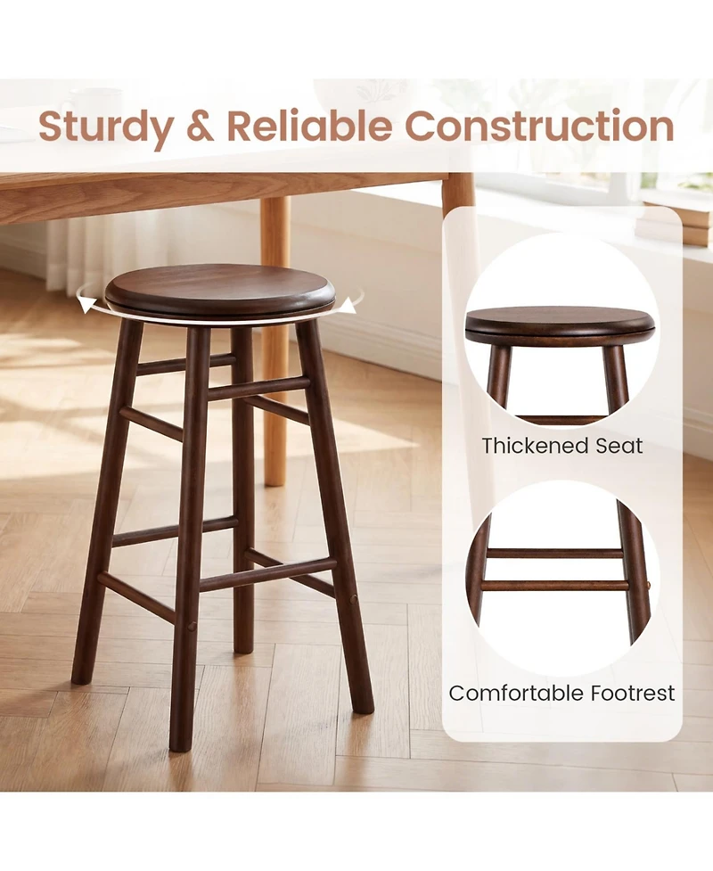 Mecale Set of 2 24-Inch Swivel Bar Stools with Footrests