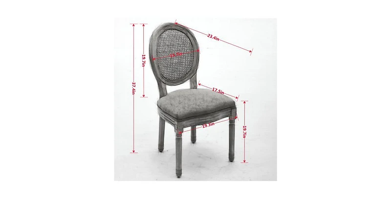 Flynama French Set of 2 Solid Wood Rattan Back Antique Carved Frame 300 Lbs Capacity Dining Chairs