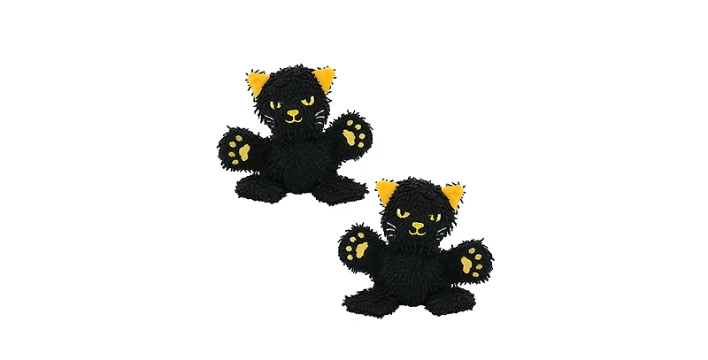 Mighty Microfiber Ball Med Cat Black 2 Pack, Durable Squeaky Halloween Dog Toy