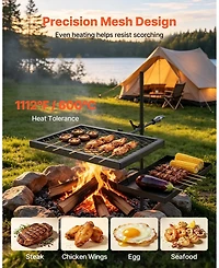 Hongge Height Adjustable Swivel Campfire Grill Grate and Griddle