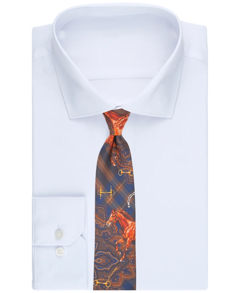 Club Room Men's Equestrian Royal Print Silk Tie