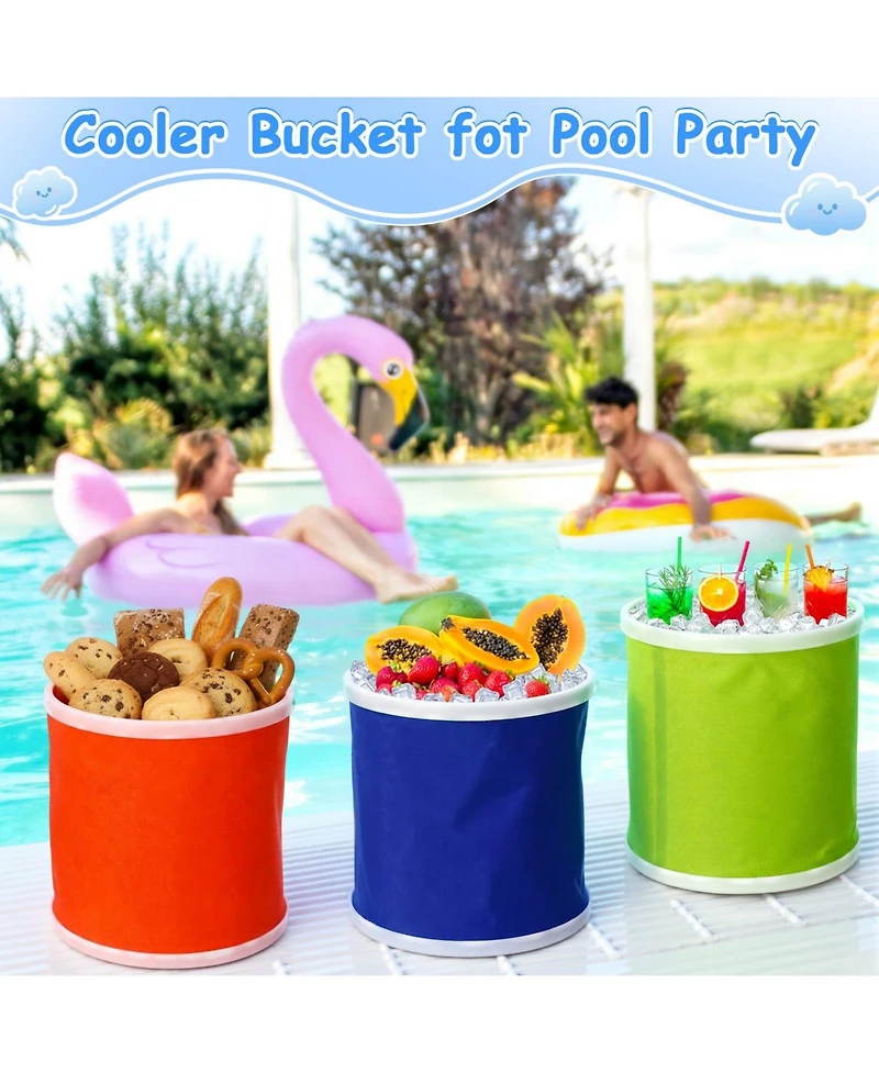 Piscifun 12 Pack 5 Liter Collapsible Plastic Ice Buckets with Handles Portable for Party Camping Wedding Cocktail Bar