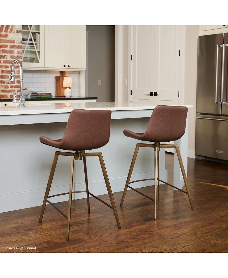 Maven Lane 31" Victor Modern Faux Leather Swivel Kitchen Bar Stool with Back