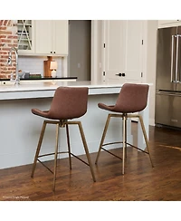 Maven Lane 31" Victor Modern Faux Leather Swivel Kitchen Bar Stool with Back