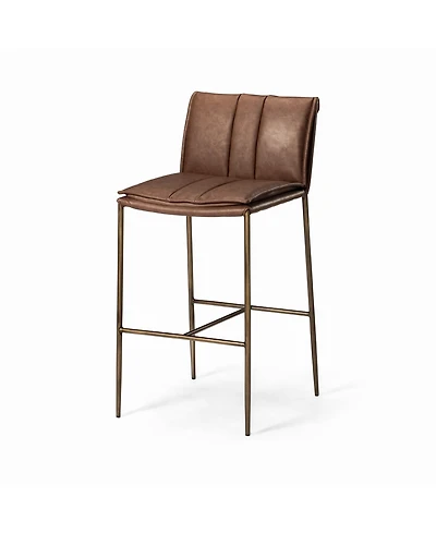 Maven Lane 29" Gerard Channeled Faux Leather Upholstered Bar Stool with Back
