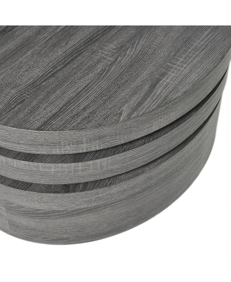 Flynama 3-Layer Rotating Oval Coffee Table, Matte