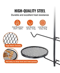 Vevor Swivel Campfire Grill Heavy Duty Steel Open Fire Cooking Grate Adjustable