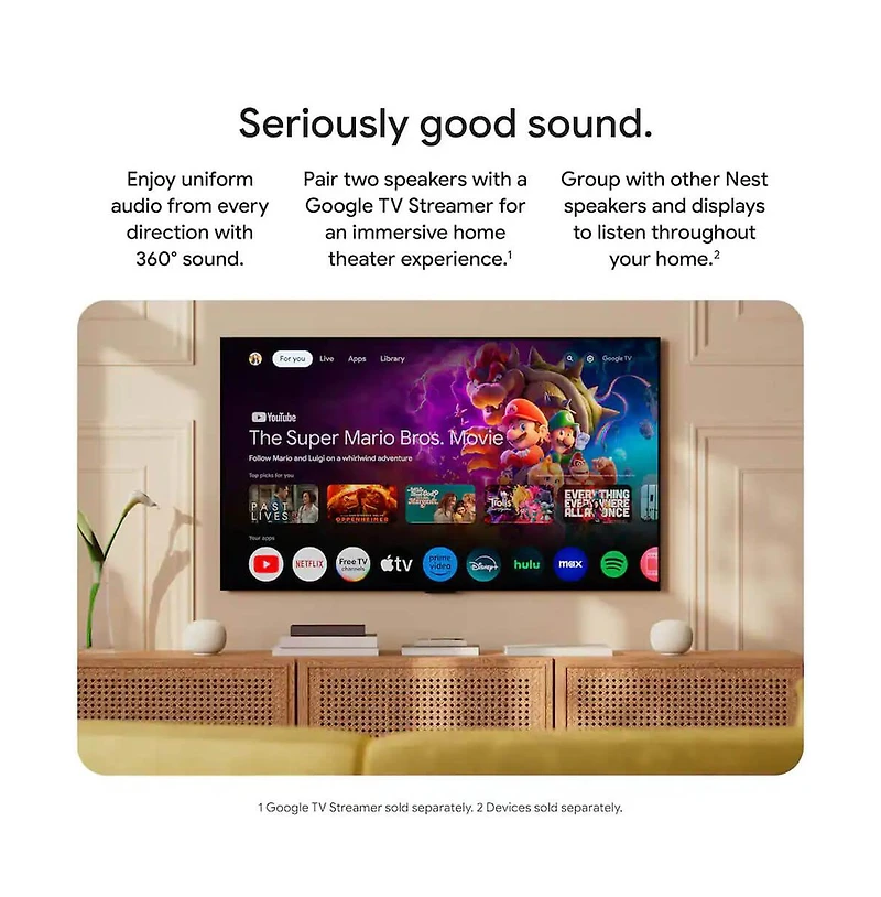 Google Nest Google Home Wireless Smart Speaker with Google Gemini