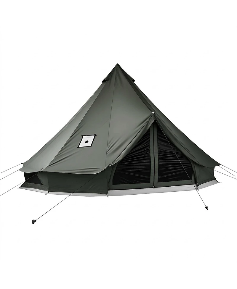 Sugift 4 Seasons 13.12 feet Canvas Bell Tent for Camping with Stove Jack Fits 4 People Detachable Floor