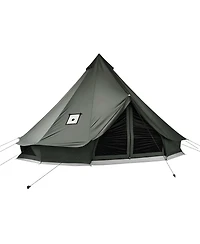 Sugift 4 Seasons 13.12 feet Canvas Bell Tent for Camping with Stove Jack Fits 4 People Detachable Floor