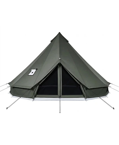 Sugift 4 Seasons 13.12 feet Canvas Bell Tent for Camping with Stove Jack Fits 4 People Detachable Floor