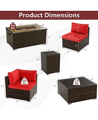 Gouun 7-Piece Wicker Sectional Set with 32 in Fire Pit Table and Tank Cover