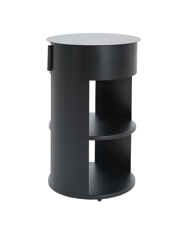 Flynama 3-Tier Metal Round Side Table with Cabinet