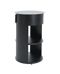 Flynama 3-Tier Metal Round Side Table with Cabinet