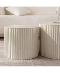 Flynama 2-Piece Nesting Drum Coffee Table with Wave Stripes