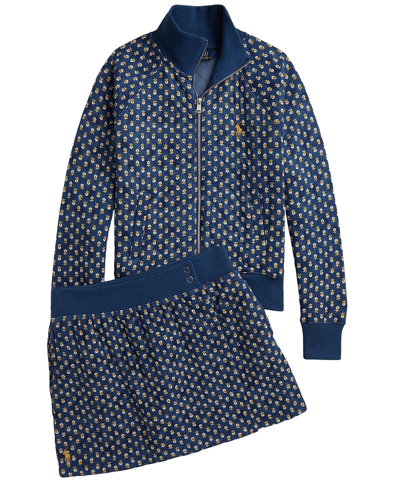 Polo Ralph Lauren Girls' 7-16 Floral Quilted Double-Knit Jacket