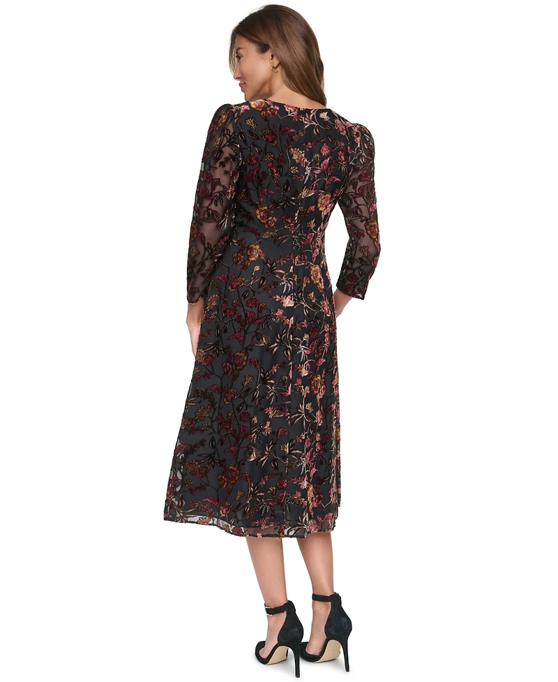 Eliza J Women's Open Back Floral A-Line Midi Dress