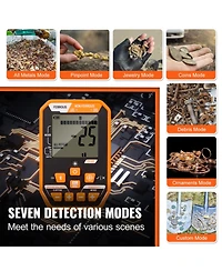 Sugift Waterproof Metal Detector with 12inches Coil Rechargeable 39-50 in Adjustable Lcd 7 Modes IP68