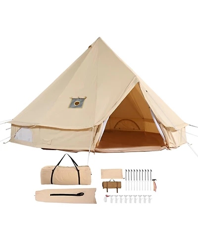 Sugift 4 Seasons 3 m 9.8feet Canvas Bell Tent with Stove Jack Breathable Yurt Tent for 4 People