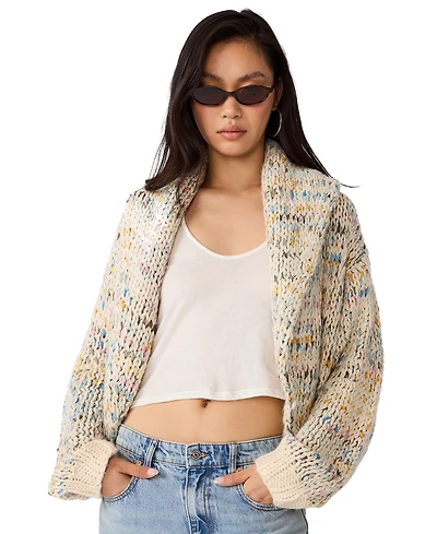 Steve Madden Women's Enid Shawl-Collar Open-Front Space-Dyed Cardigan Sweater