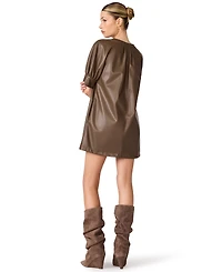 Steve Madden Women's Sharleene Puff-Sleeve Polyurethane Mini Dress