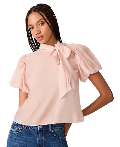 Steve Madden Women's Lolanie Pussybow Short-Sleeve Top