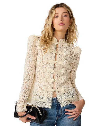 Steve Madden Women's Aberdeen Long-Sleeve Lace Blouse