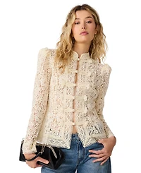 Steve Madden Women's Aberdeen Long-Sleeve Lace Blouse