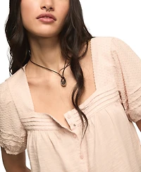 Lucky Brand Women's Puff-Sleeve Square-Neck Blouse