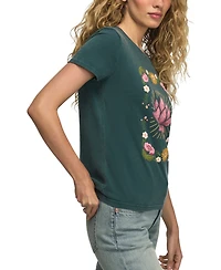 Lucky Brand Women's Floral Frame Lotus Classic Crew T-Shirt