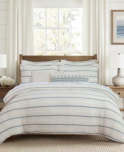 Levtex Home Waffle Stripe Textured 3-Piece Comforter Set, King/California King