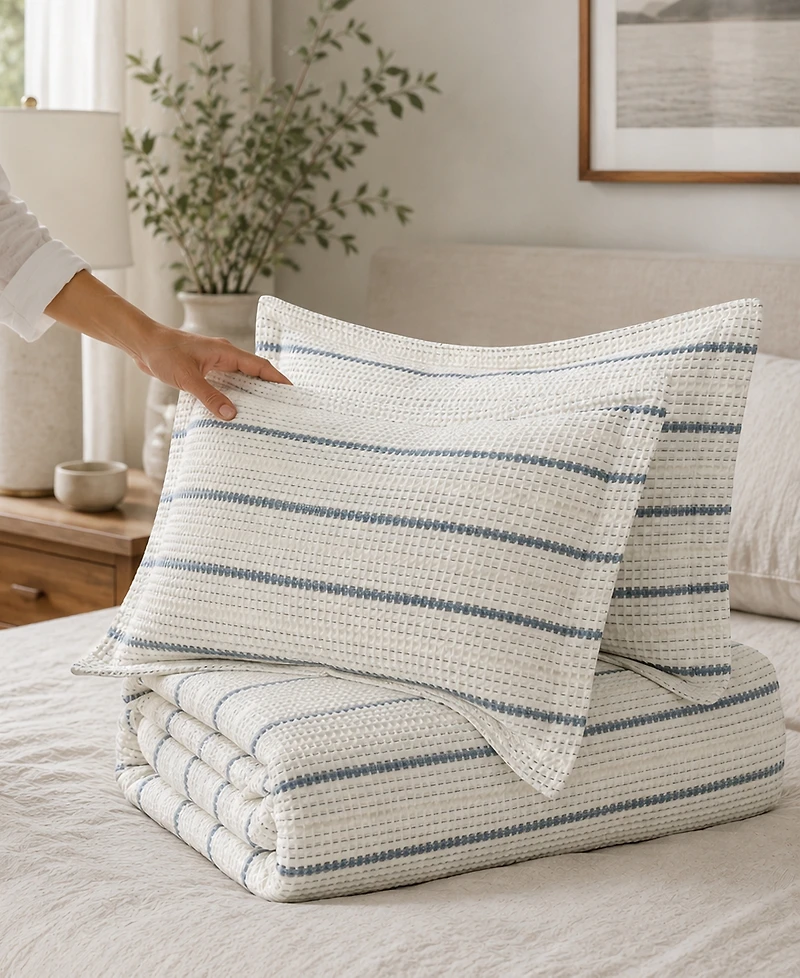 Levtex Home Waffle Stripe Textured 2-Piece Comforter Set, Twin/Twin Xl
