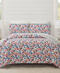Modern Heirloom Blossom Reversible Cotton 3 Piece Quilt Sets
