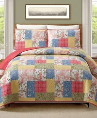 Modern Heirloom Farmhouse Florals Reversible 3 Piece Quilt Sets