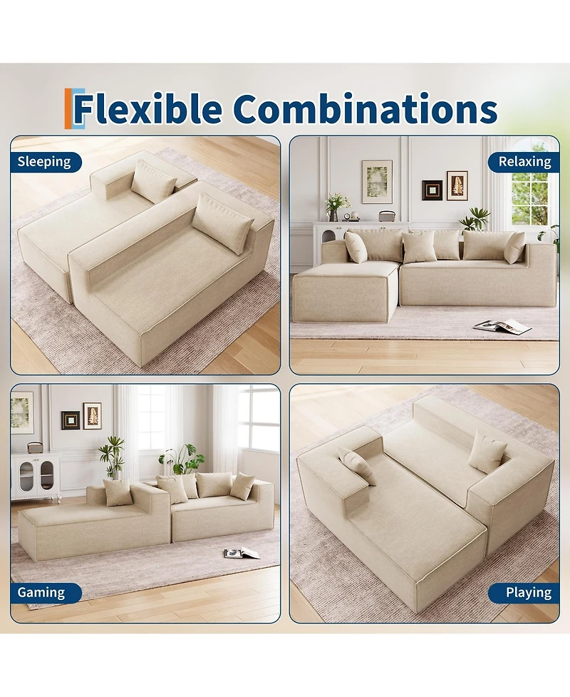 homfan Modular Sectional Couches for Living Room, Modern l Shaped Couch with Deep Seat, Cloud Upholstered Sofa Bedroom