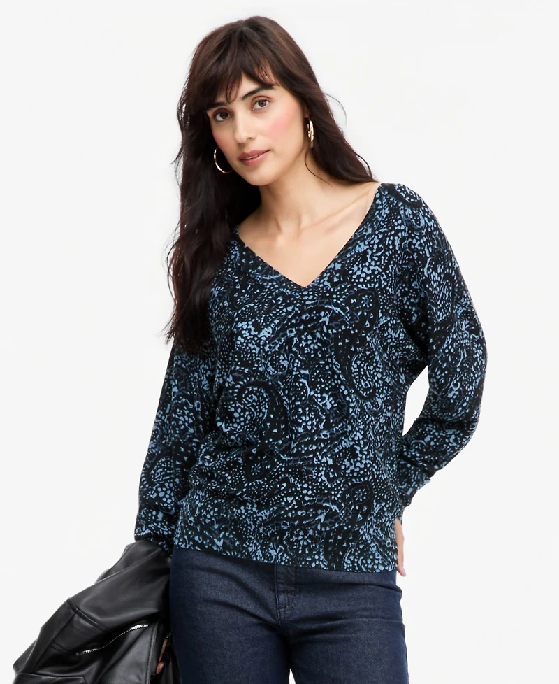 I.n.c. International Concepts Women's Print Double V-Neck Dolman Sweater, Macy's Exclusive