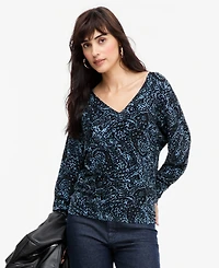 I.n.c. International Concepts Women's Print Double V-Neck Dolman Sweater, Macy's Exclusive
