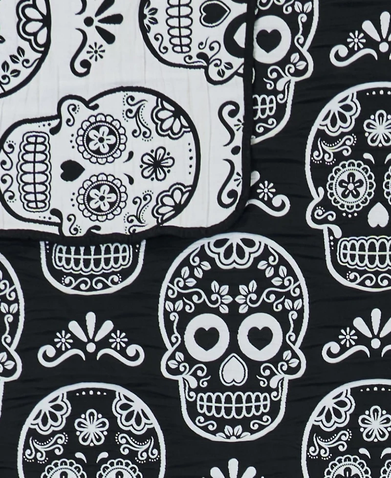 Greenland Home Fashions Sugar Skull Jacquard-Woven -Piece Coverlet Set