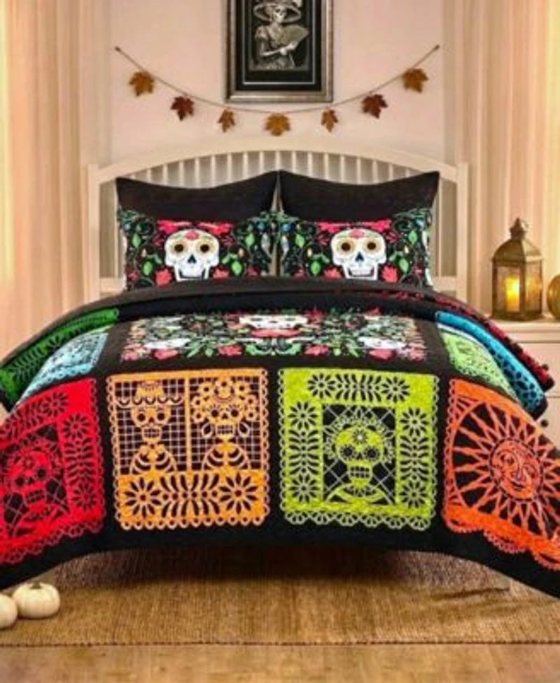 Greenland Home Fashions Day Of The Dead Reversible Quilt Sets