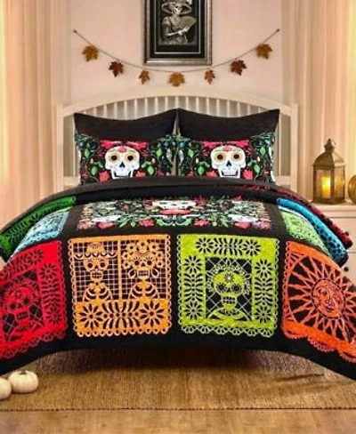 Greenland Home Fashions Day Of The Dead Reversible Quilt Sets