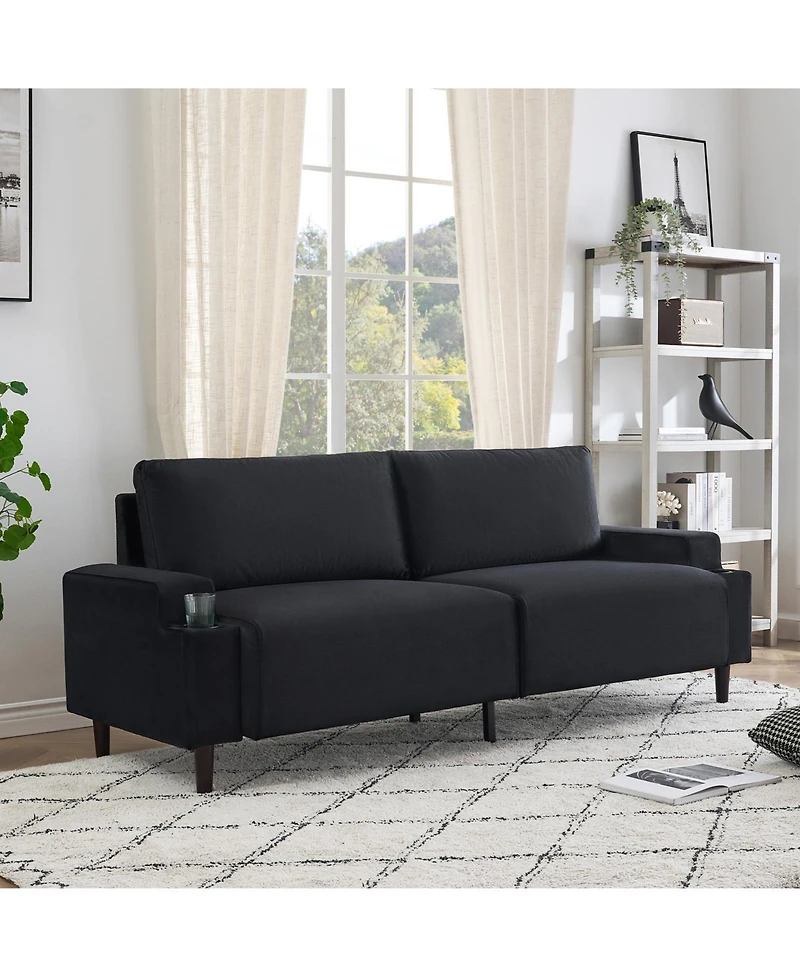homfan 80.7'' Modern Fabric Recliner Sofa with Storage Bag and Cup Holders, Loveseat for Small Space, Dorm, Office, Bedroom, Apartment