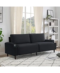 homfan 80.7'' Modern Fabric Recliner Sofa with Storage Bag and Cup Holders, Loveseat for Small Space, Dorm, Office, Bedroom, Apartment
