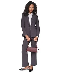 Dkny Petites Pick Stitch Single Button Blazer High Rise Straight Leg Pants