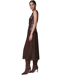 Donna Karan New York Petite Boat-Neck Faux-Wrap A-Line Midi Dress