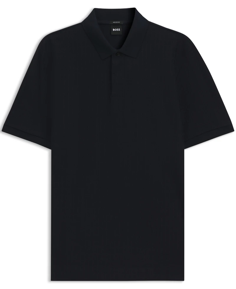 Boss by Hugo Men's Cotton Regular-Fit Geometric-Jacquard Polo Shirt